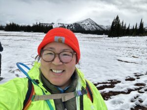 Barb in snow